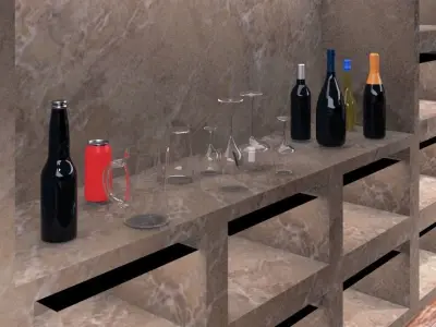 The Bottles And the  Glasses Free 3D model