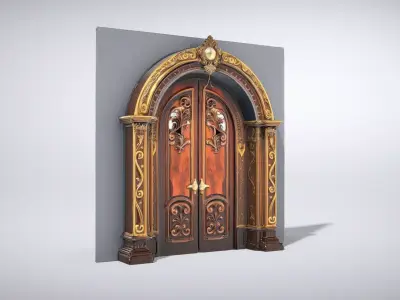 Ornate Magical Portal Door Low-poly 3D model