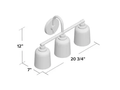 Randwick Satin Nickel Vanity Light - 2 Colour 3D model