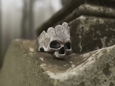Ring Wooden Skull  3D print model