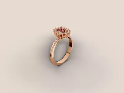 Classic Halo Pave Ring 3D print model