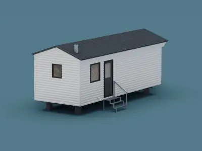 Mobile home trailer house Low-poly 3D model