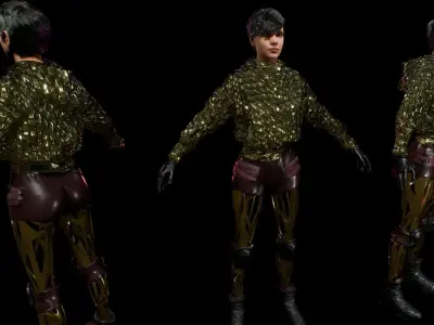 cyberpunk female A2 Low-poly 3D model