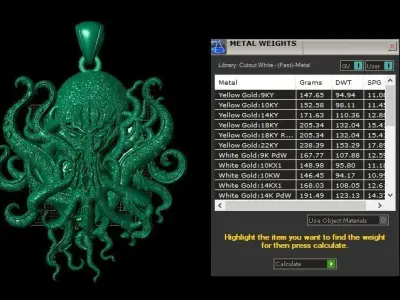 Octopus Diamond Pendant 3d printable Model 3D print model