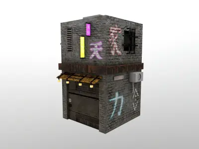 Cyberpunk City - Building 25 Low-poly 3D model