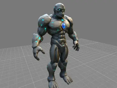 Muscular stone golem Low-poly 3D model