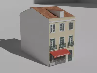 Portugal style shop and barber Low-poly 3D model