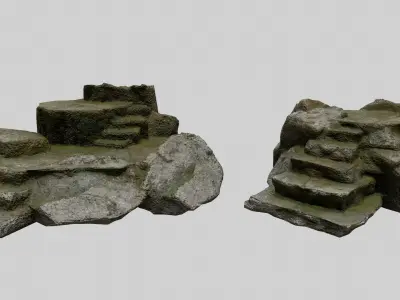 Altar Set piece of rock Low-poly 3D model