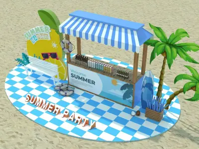 Beach leisure 3D model purchase