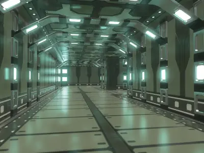 Lowpoly Scifi Modular Corridor 2 Low-poly 3D model