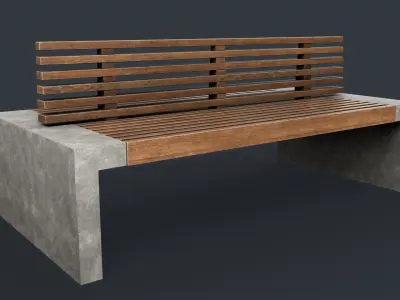 Modern Outdoor Bench 26 PBR Game Ready Low-poly 3D model