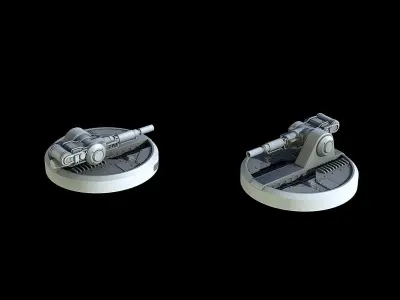 Sci-Fi Turret Gun and Missiles Pack 3D model
