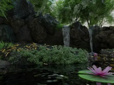 Waterfall Scene 3D model