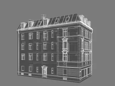 Residential City Building - Corner - 09 - Shopfront and Stucco 3D model