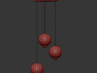 Meltdown three colorful glass balls hanging from ceiling 3D model