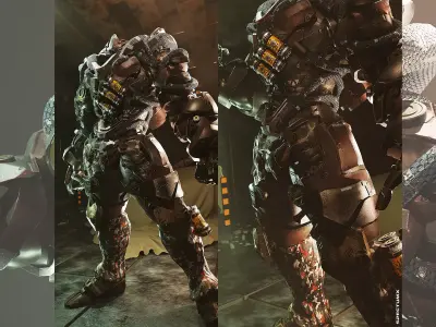 Sci-fi Heavy Combat Armor Character Low-poly 3D model