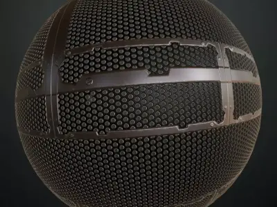 Dark Futuristic Perforated Metal Grill Transparent PBR Seamless Texture