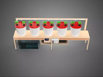 IOT PLANT POT RECIRCULATING HYDROPONIC DUTCH BUCKET SYSTEM SETUP 3D model