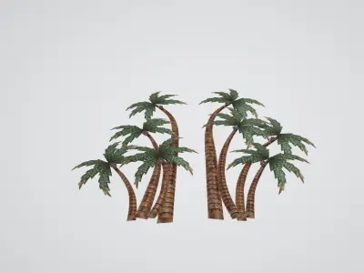Palm Trees Tropical Metal Wall Art Set of Two 3D model