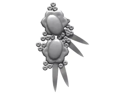 Flower Metal Brooch Low-poly 3D model