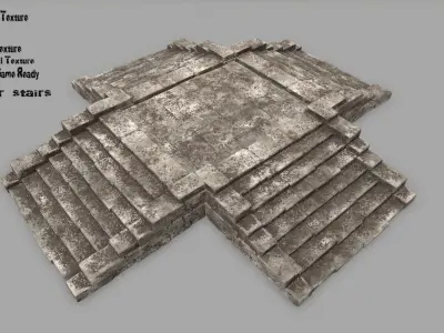 stairs 2 stone staircase Low-poly 3D model