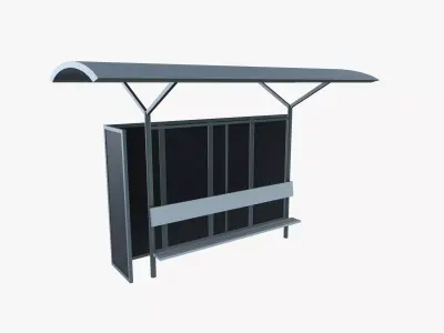 Public bus stop Low-poly 3D model