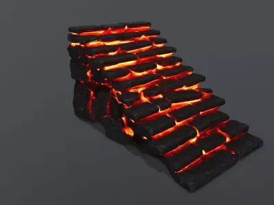 stairs pile of lava Low-poly 3D model