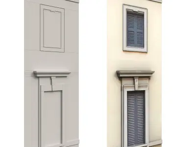 Facade classic house Low poly for background 3D model