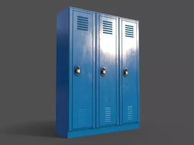 PBR School Gym Locker 01 - Blue Light Low-poly 3D model