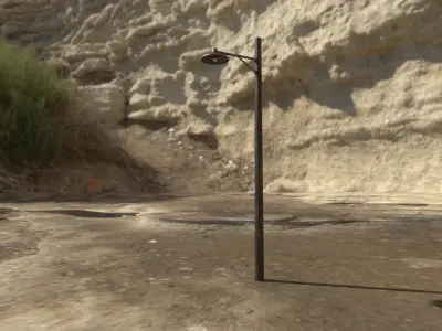 Wooden light pole Low-poly 3D model