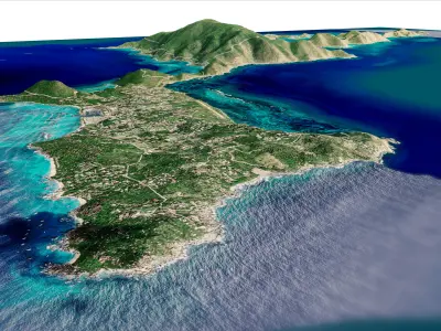 Virgin Gorda Island Full 3D model terrain 3D model