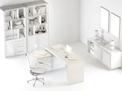 homary Desk with File Cabinet Low-poly 3D model
