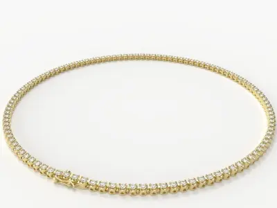 Diamond Tennis necklacet heart 3D print model