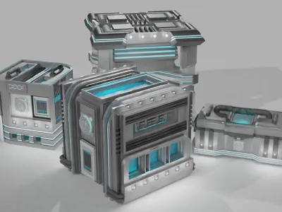 Futuristic Crate Set 3D model