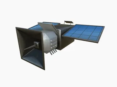 Satellite E05 Steel Blue - SciFi Space Design Low-poly 3D model