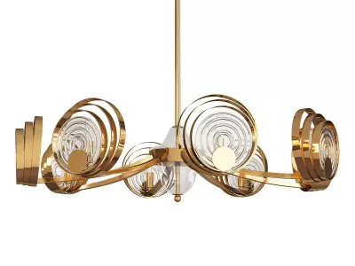 ISTAN gold chandelier with circular glass shades Low-poly 3D model