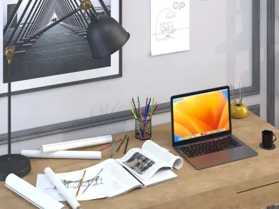 Workplace with Libera Armchair 3D model