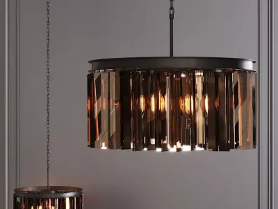 RH 1920S ODEON RHYS SMOKE GLASS PRISM ROUND CHANDELIER 20 Black 3D model