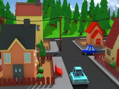 Cartoon Village  3D model