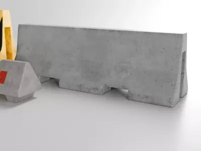 Concrete barrier set Low-poly 3D model