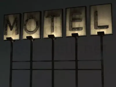 Old Motel Sign Standing Horizontal v1 3D model