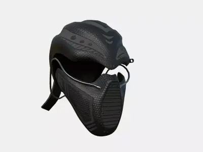 SciFi Ninja Mask A02 Black Rubber - Character Design Fashion Low-poly 3D model