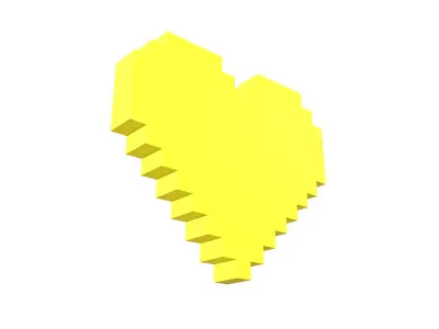 Pixel Heart v4 003 Low-poly 3D model