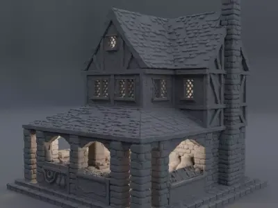 Medieval Small Market Tabletop Terrain 28 MM 3D print model
