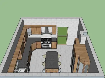 Kitchen design with Island  3D model