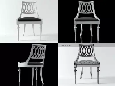 Curved Back Side Chair 3D model