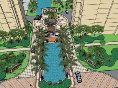 landscape for buildings  Low-poly 3D model