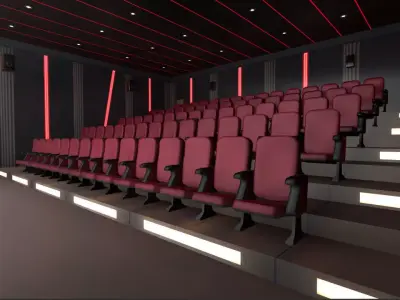 Modern Cinema Halls - 8 Scenes Low-poly 3D model