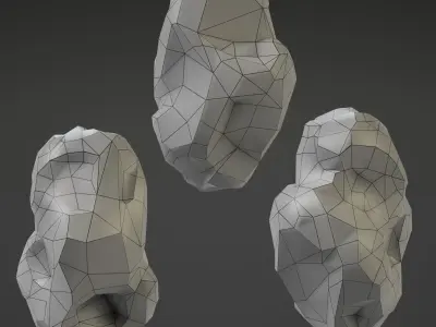 Stone Set rock texture Low-poly 3D model