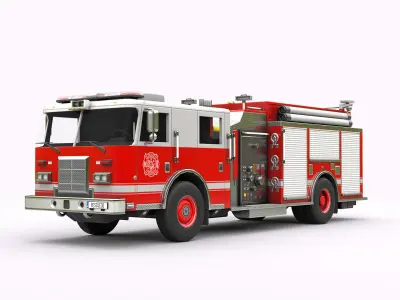 Fire Truck Low-poly 3D model
